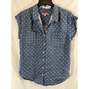 Jachs Girlfriend Women's Medium Cap Sleeve Button Down Blouse